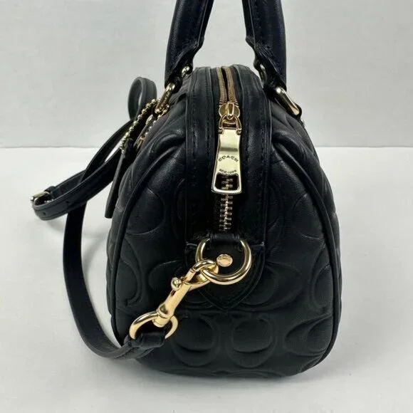 Coach Mini Rowan Crossbody Bag In Signature Leather IN Black